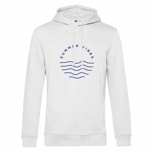 mocean Classy Summervibes Unisex Hoodie in weiss/blau