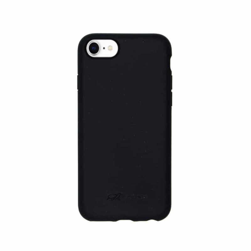 Kompostierbare Handyhülle iPhone 6/6S/7/8/SE2020 in schwarz Rückansicht