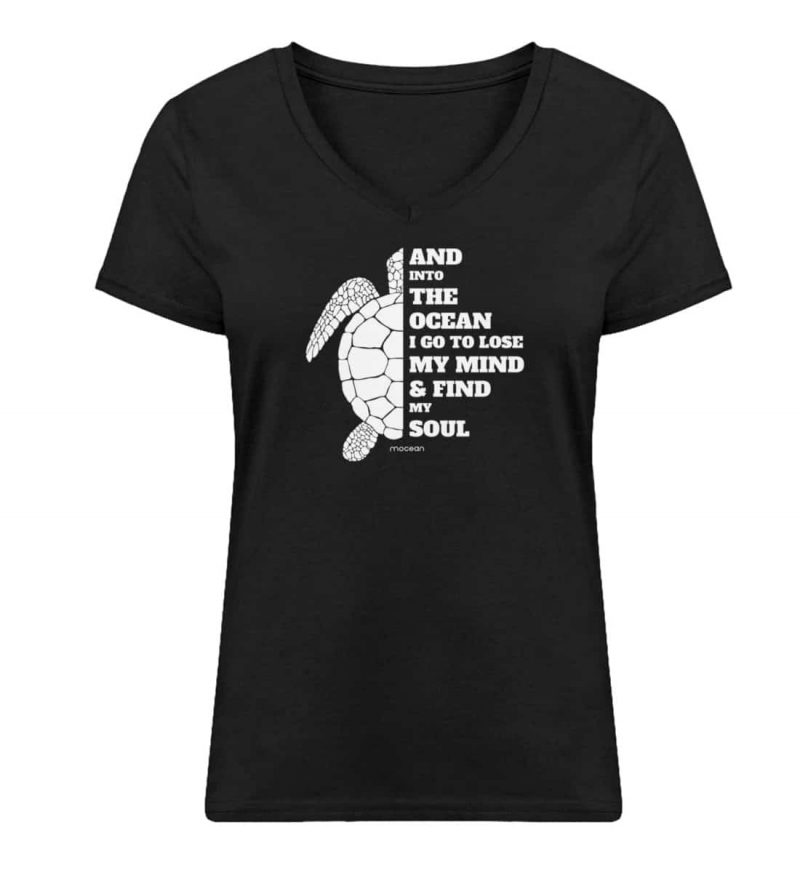 And into the Ocean - Damen Bio V T-Shirt -black