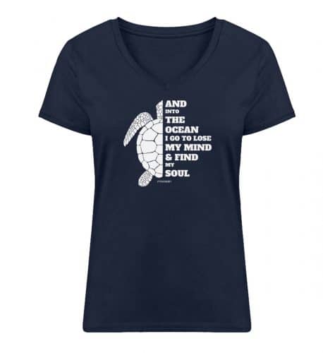 And into the Ocean - Damen Bio V T-Shirt - french navy