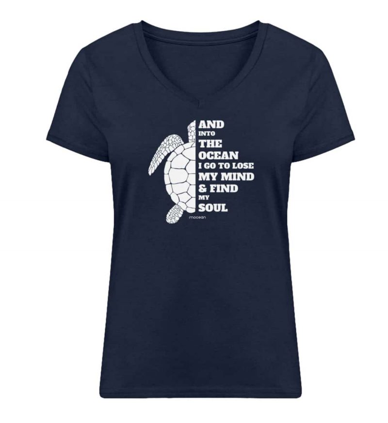 And into the Ocean - Damen Bio V T-Shirt - french navy