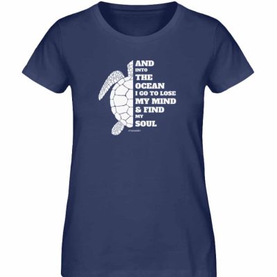 And into the Ocean - Damen Premium Bio T-Shirt - french navy