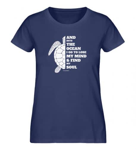 And into the Ocean - Damen Premium Bio T-Shirt - french navy