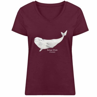 Beluga - Damen Bio V T-Shirt - burgundy