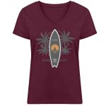 Burn To Ride – Damen Bio V T-Shirt – burgundy