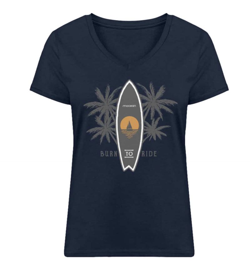 Burn To Ride - Damen Bio V T-Shirt - french navy