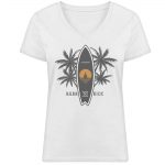 Burn To Ride – Damen Bio V T-Shirt – white