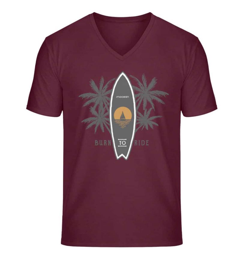 Burn to Ride - Unisex Bio V T-Shirt - burgundy