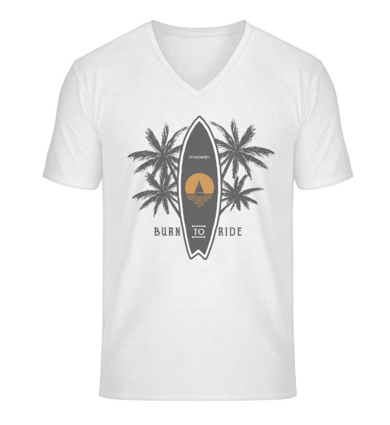 Burn to Ride - Unisex Bio V T-Shirt - white
