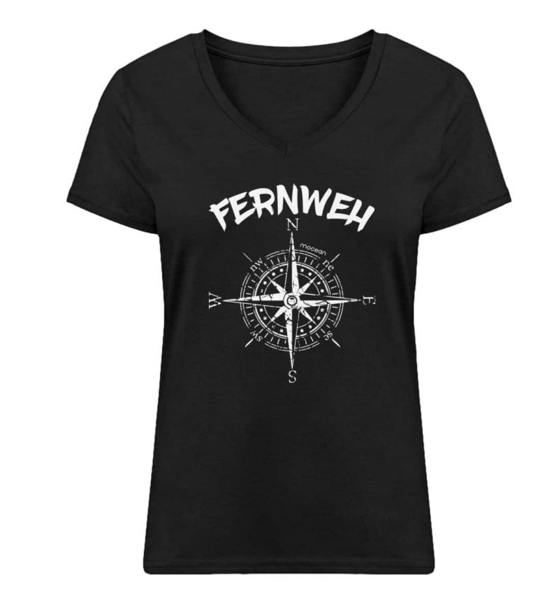Fernweh - Damen Bio V T-Shirt - black