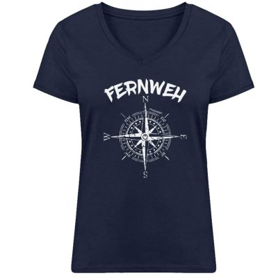 Fernweh - Damen Bio V T-Shirt - french navy