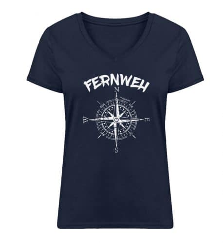 Fernweh - Damen Bio V T-Shirt - french navy
