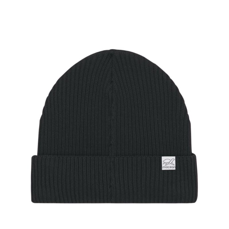 Fisherman- Organic Beanie Hinteransicht in schwarz