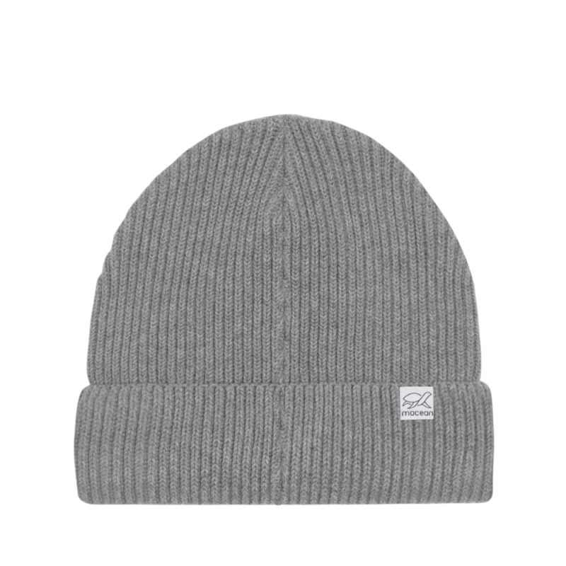 Fisherman- Organic Beanie Hinteransicht in mid heather grey