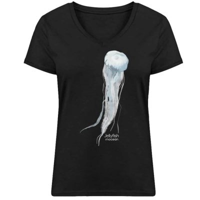 Jelly Fish - Damen Bio V T-Shirt - black