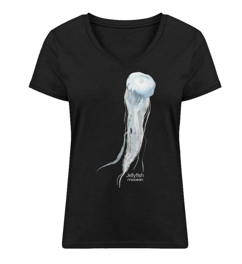 Jelly Fish - Damen Bio V T-Shirt - black