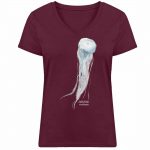 Jelly Fish – Damen Bio V T-Shirt – burgundy