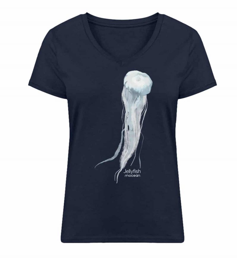 Jelly Fish - Damen Bio V T-Shirt - french navy