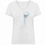 Jelly Fish – Damen Bio V T-Shirt – white