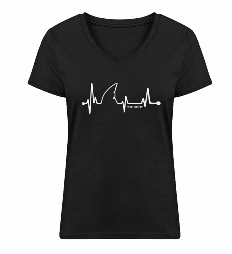 Love Shark - Damen Bio V T-Shirt - black