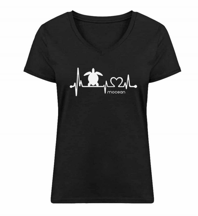 Love Turtle - Damen Bio V T-Shirt - black