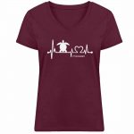 Love Turtle – Damen Bio V T-Shirt – burgundy