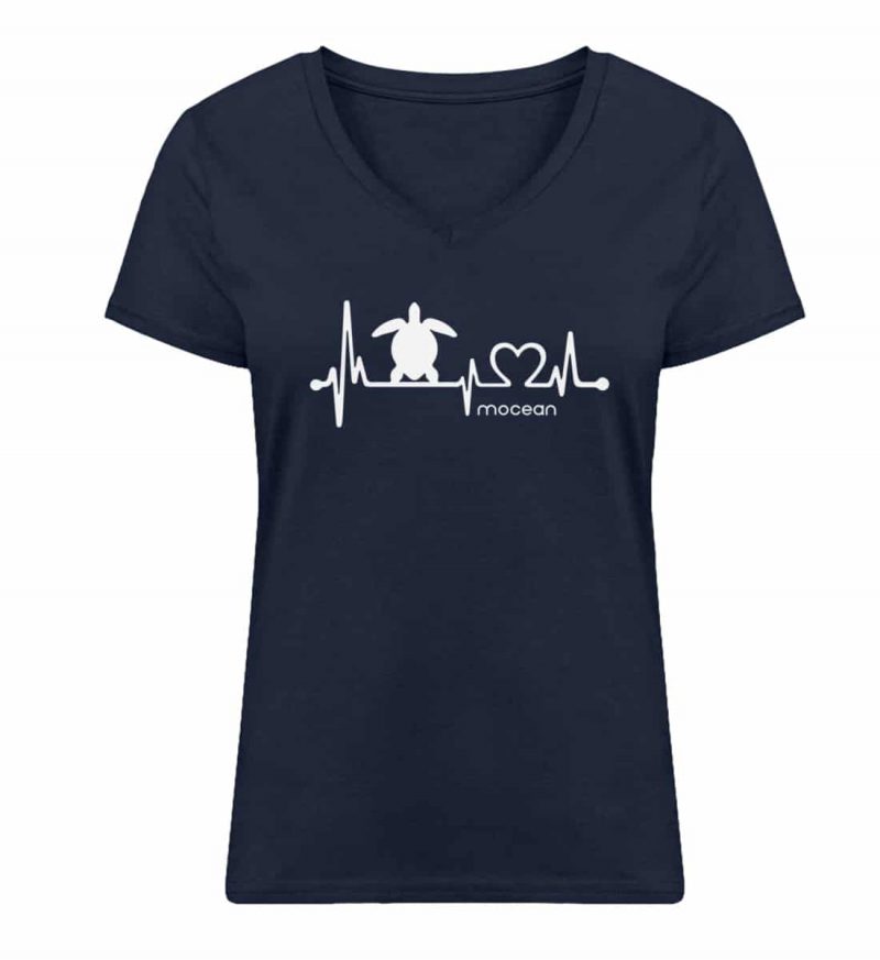 Love Turtle - Damen Bio V T-Shirt - french navy