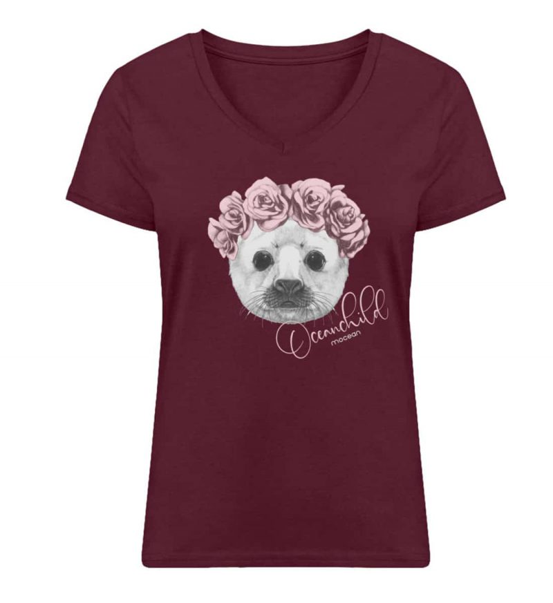 Oceanchild - Damen Bio V T-Shirt - burgundy