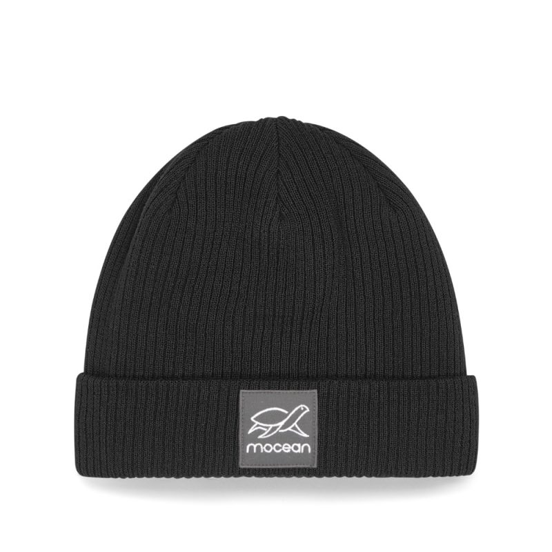 Organic Beanie mit Umschlag in black