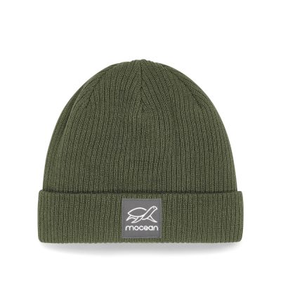 Organic Beanie mit Umschlag in olive