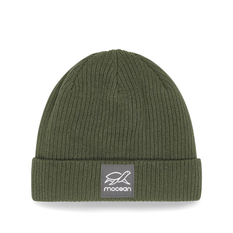 Organic Beanie mit Umschlag in olive