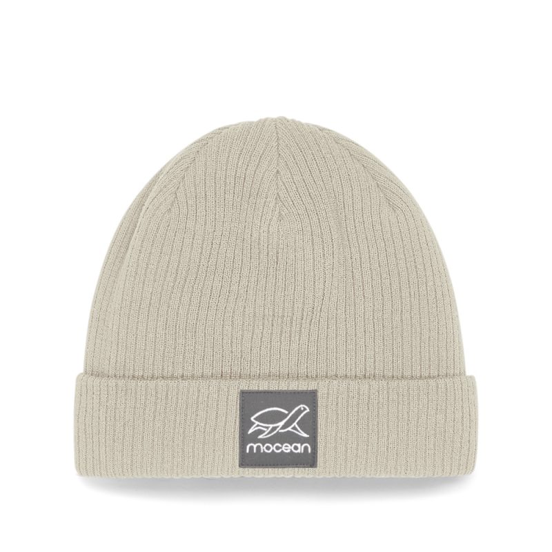 Organic Beanie mit Umschlag in sand