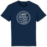 Organic T-Shirt „Good Times – Tan Lines“ aus Bio Baumwolle in Black Heather Blue