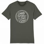 Organic T-Shirt „Good Times – Tan Lines“ aus Bio Baumwolle in khaki