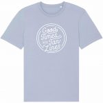 Organic T-Shirt „Good Times – Tan Lines“ aus Bio Baumwolle in serene blue
