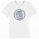 Organic T-Shirt „Good Times – Tan Lines“ aus Bio Baumwolle in weiß