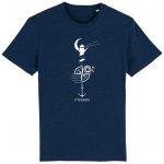 Organic T-Shirt „Leuchtturm“ aus Bio Baumwolle in Black Heather Blue