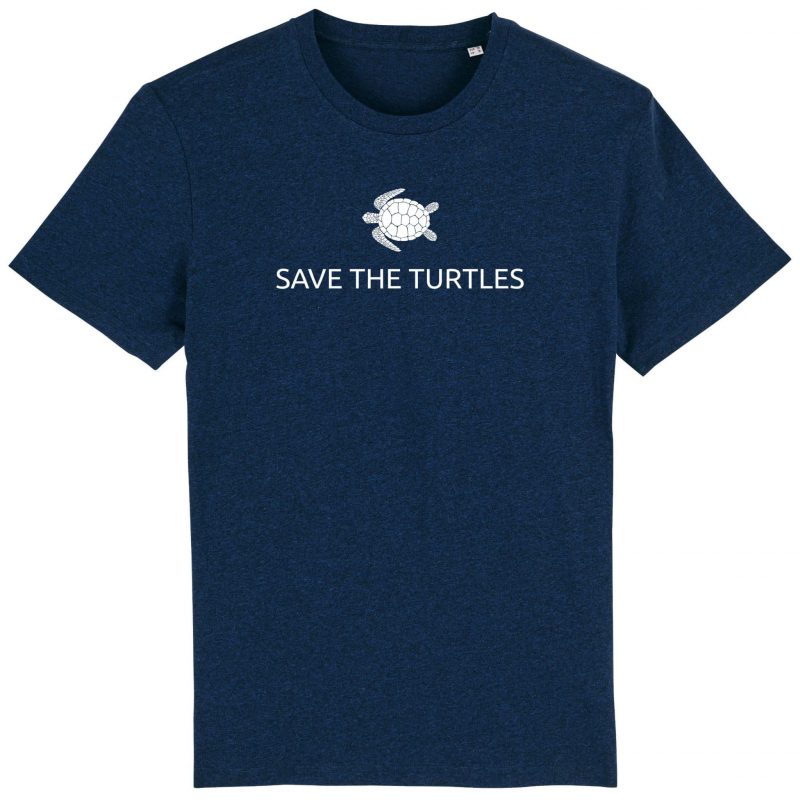 Unisex T-Shirt aus Biobaumwolle - "Save the turtles" - black heather blue