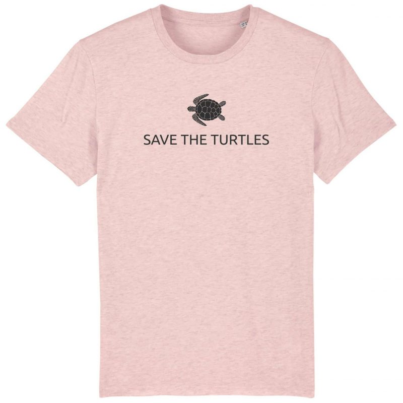 Unisex T-Shirt aus Biobaumwolle - "Save the turtles" - cream heather pink