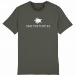 Organic T-Shirt „Save The Turtles“ aus Bio Baumwolle in Khaki