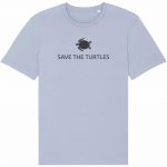 Organic T-Shirt „Save The Turtles“ aus Bio Baumwolle in Serene Blue