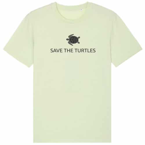 Unisex T-Shirt aus Biobaumwolle - "Save the turtles" - stem green
