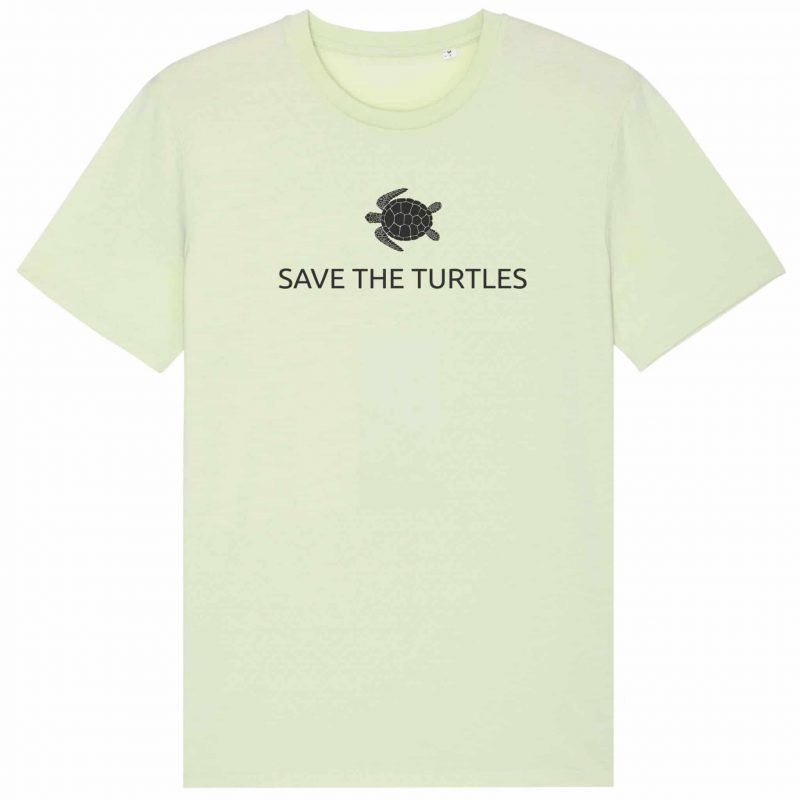 Unisex T-Shirt aus Biobaumwolle - "Save the turtles" - stem green