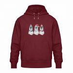 Pinguin Wintertrio – Relaxed Bio Hoodie – burgundy