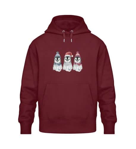 Pinguin Wintertrio - Relaxed Bio Hoodie - burgundy