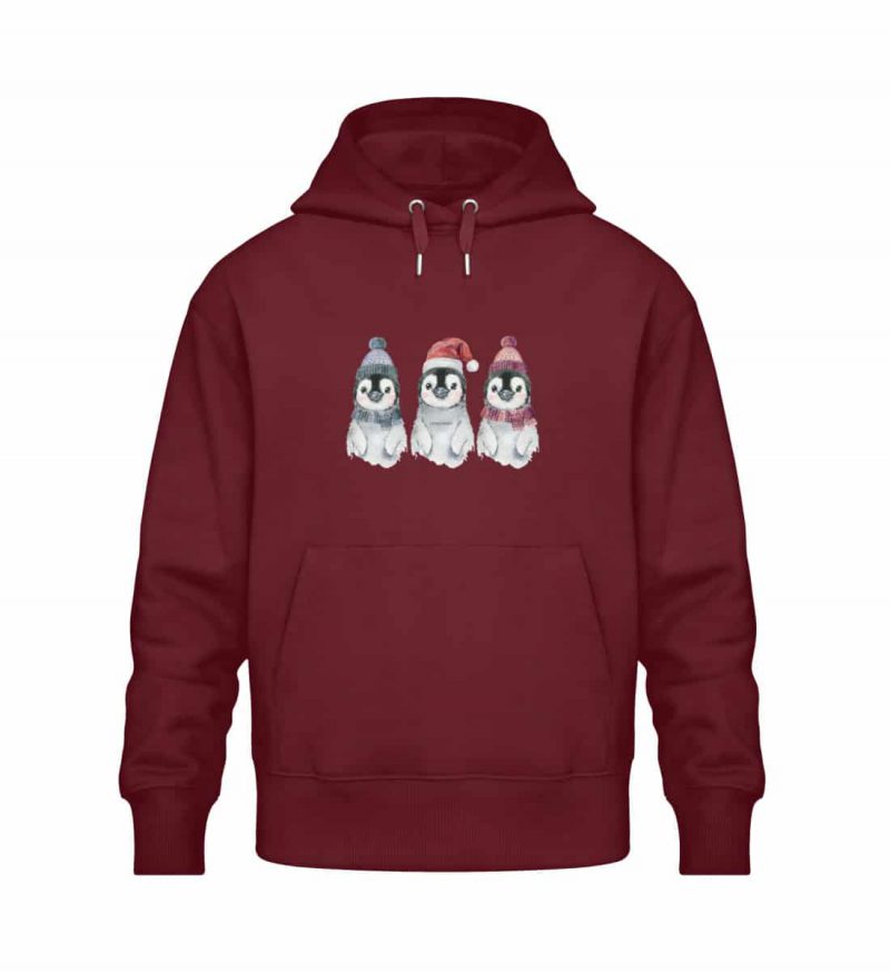 Pinguin Wintertrio - Relaxed Bio Hoodie - burgundy