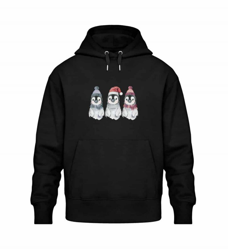 Pinguin Wintertrio - Relaxed Bio Hoodie - schwarz