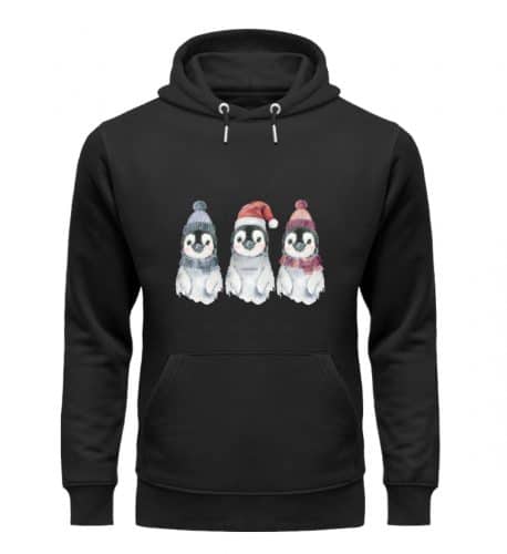 Pinguin Wintertrio - Premium Unisex Bio Hoodie - black