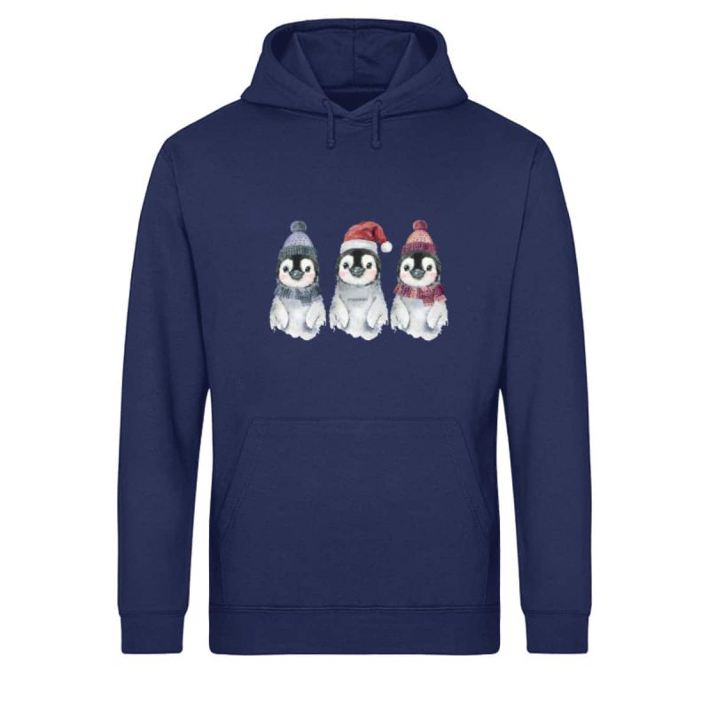 Pinguine Wintertrio - Light Unisex Bio Hoodie - blue