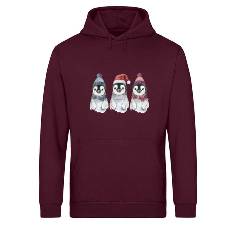 Pinguine Wintertrio - Light Unisex Bio Hoodie - burgundy